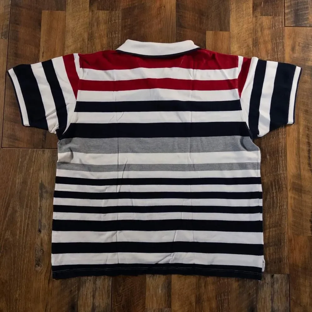 Chaps Ralph Lauren Men's 3XL Navy White Striped Rugby Polo Shirt Vintage 90s